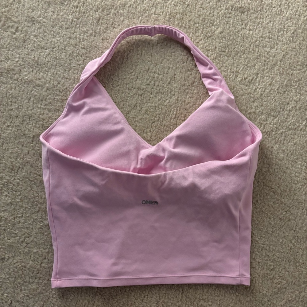 Oner Active soft motion mid halter top - chalk pink - size medium